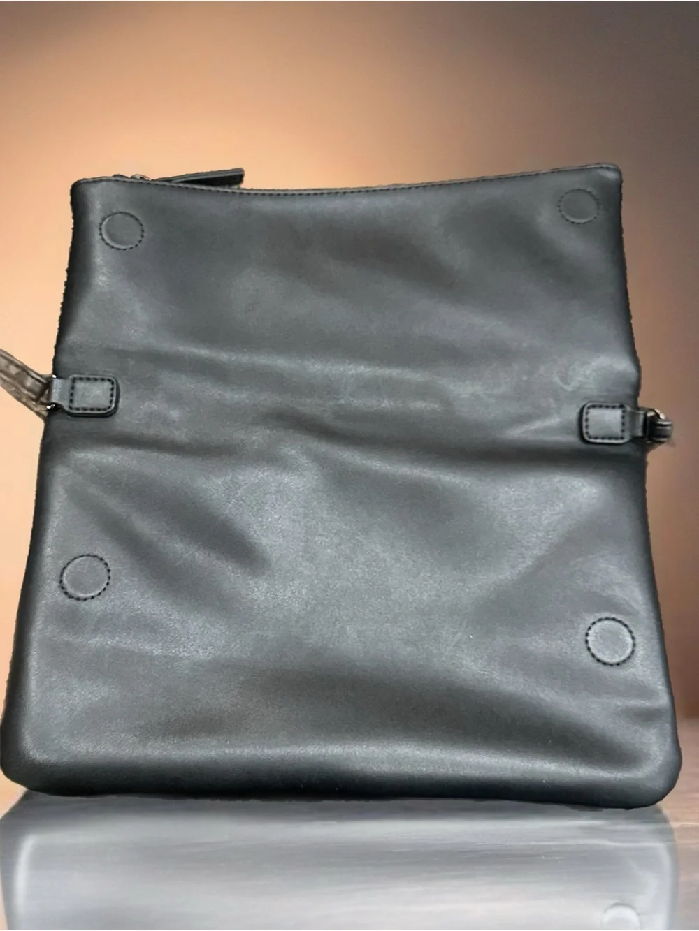 Elegant Black & Silver Shoulder Bag with Bow Accent
